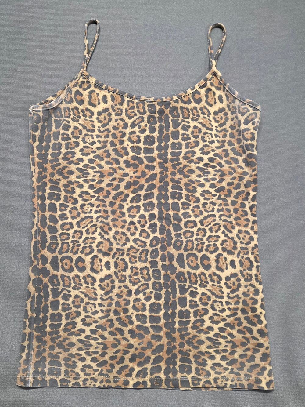 Zara Womens Small Cami Top Animal Leopard Print Soft Stretch Tight Fit Y2K
